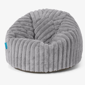 Pouf Poire Classique Enfant 1-5 ans - Velours Côtelé Ultra Pelucheux Gris