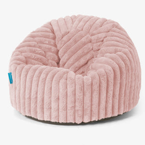 Pouf Poire Classique Enfant 1-5 ans - Velours Côtelé Ultra Pelucheux Rose Pastel