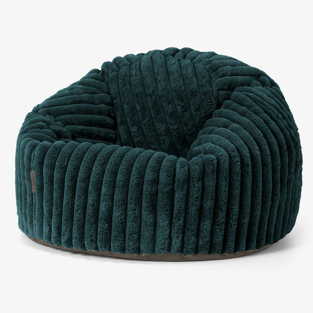 Pouf Poire Classique - Velours Côtelé Ultra Pelucheux Bleu Canard 01