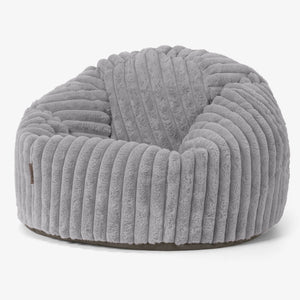 Pouf Poire Classique - Velours Côtelé Ultra Pelucheux Gris