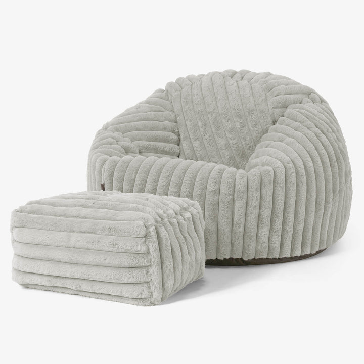 Pouf Poire Classique - Velours Côtelé Ultra Pelucheux Vert Sauge 02