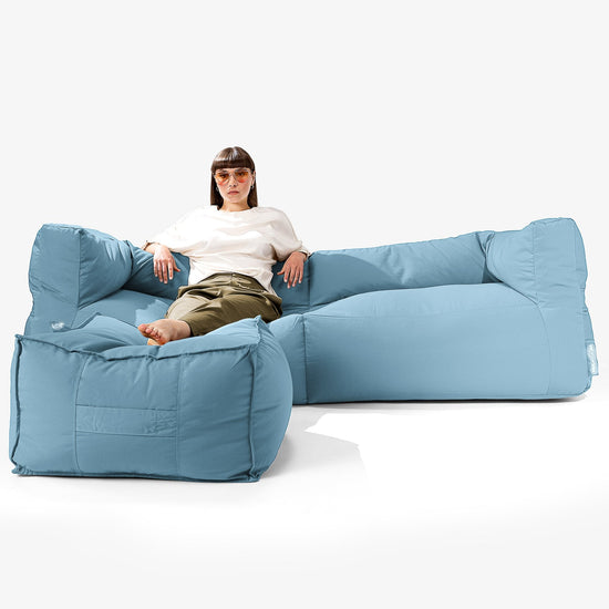 Big Bertha Original, SoleiStorm™ Ultra 2000 h+ Canapé Pouf , Gros Pouf, Extérieur, Olefin Bébé Bleu