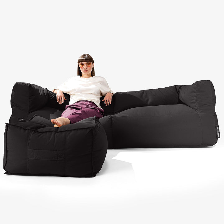 Big Bertha Original, SoleiStorm™ Ultra 2000 h+ Canapé Pouf , Gros Pouf, Extérieur, Olefin Noir