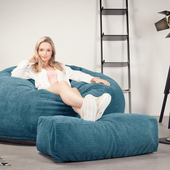 Lounge Pug, CloudSac 1010 XXL, Canapé Pouf Géant XXL à Mémoire de Forme, Gros Pouf Sofa, Pompon Mer Égéé
