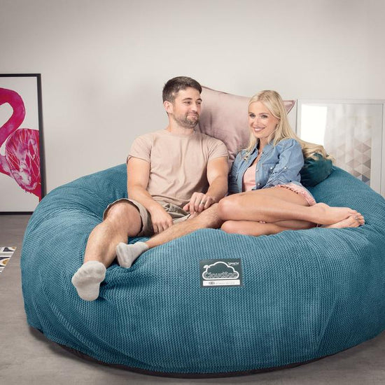 Lounge Pug, CloudSac 3000 XXL, Grand Canapé Pouf à Mémoire de Forme, Gros Pouf Sofa, Pompon Mer Égéé