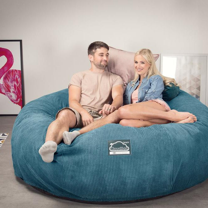 Lounge Pug, CloudSac 3000 XXL, Grand Canapé Pouf à Mémoire de Forme, Gros Pouf Sofa, Pompon Mer Égéé