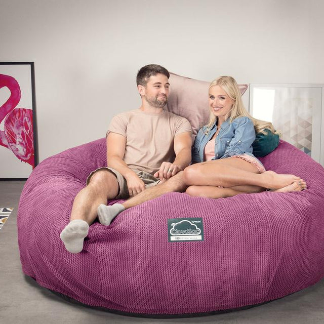 Lounge Pug, CloudSac 3000 XXL, Grand Canapé Pouf à Mémoire de Forme, Gros Pouf Sofa, Pompon Rose