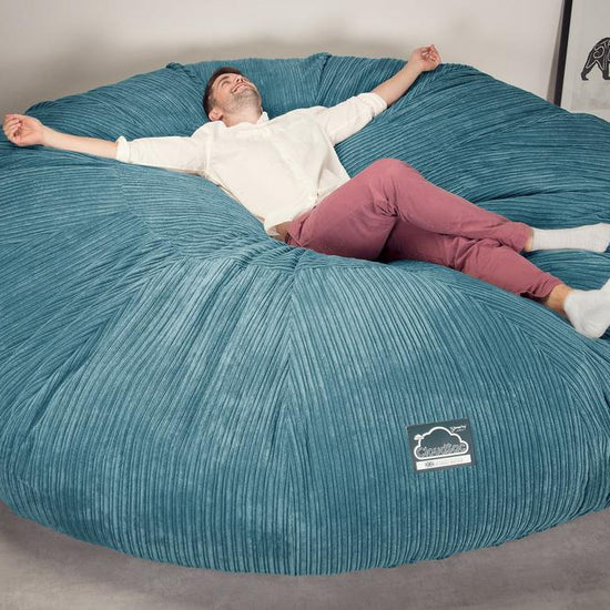 Lounge Pug, CloudSac 5000 XXXXXL, Canapé Pouf Titanesque à Mémoire de Forme, Gros Pouf Sofa, Côtelé Mer Égéé