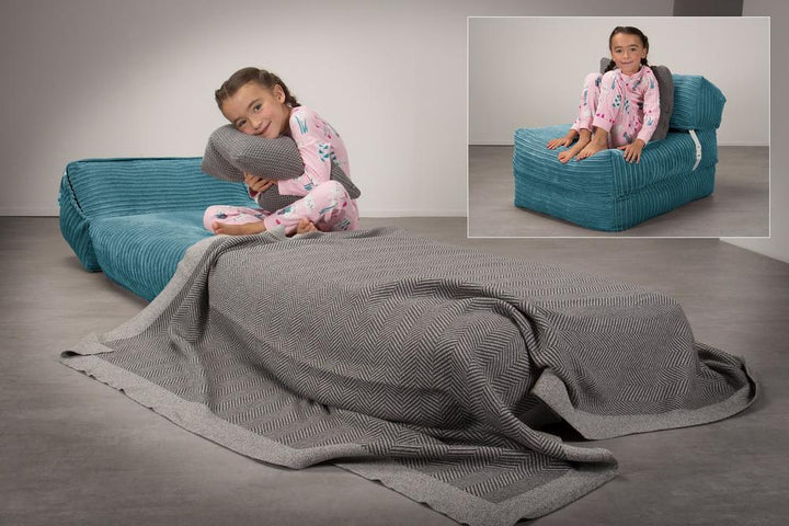 Lounge Pug, Avery, Fauteuil Futon, Unique, Côtelé Mer Égéé