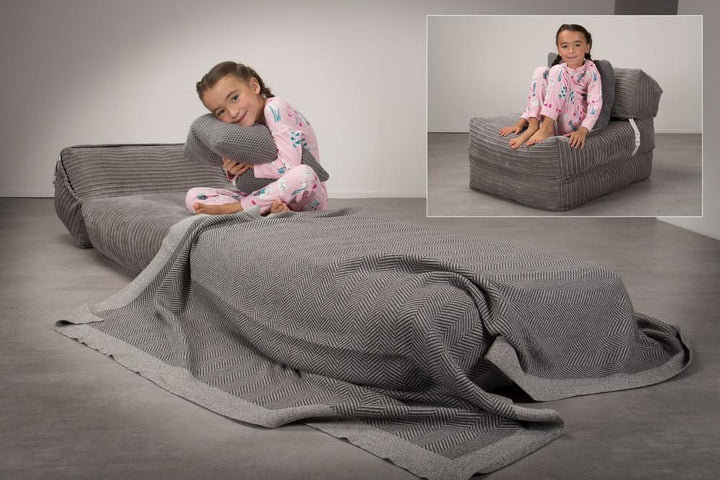 Lounge Pug, Avery, Fauteuil Futon, Unique, Côtelé Anthracite