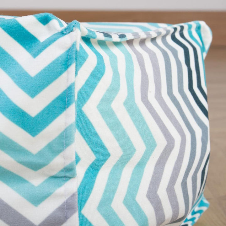 LOUNGE PUG - Imprimé Géométrique Chevron - Pouf Géant XXL - Mer Égéé