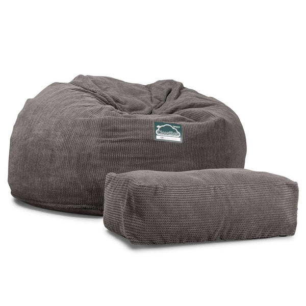 CloudSac 1010 Canapé Pouf Géant XXL à Mémoire de Forme - Pompon Anthracite Fabric Close-up Image