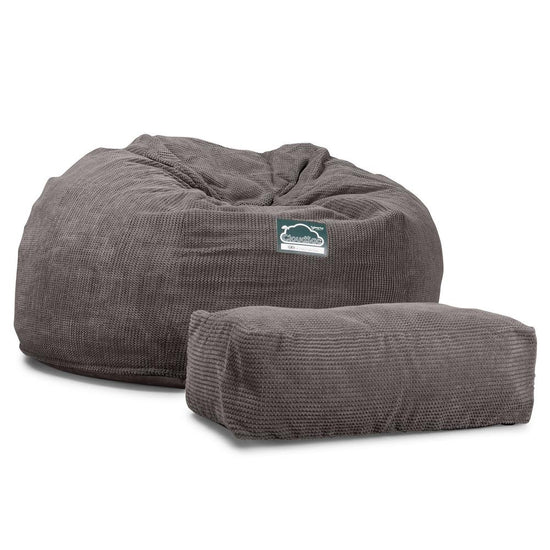 Lounge Pug, CloudSac 1010 XXL, Canapé Pouf Géant XXL à Mémoire de Forme, Gros Pouf Sofa, Pompon Anthracite