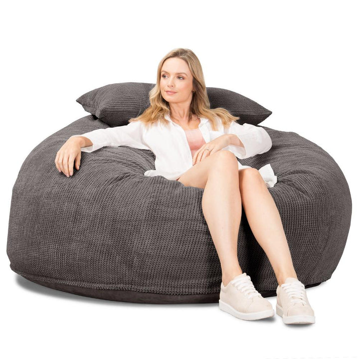 Lounge Pug, CloudSac 1010 XXL, Canapé Pouf Géant XXL à Mémoire de Forme, Gros Pouf Sofa, Pompon Anthracite