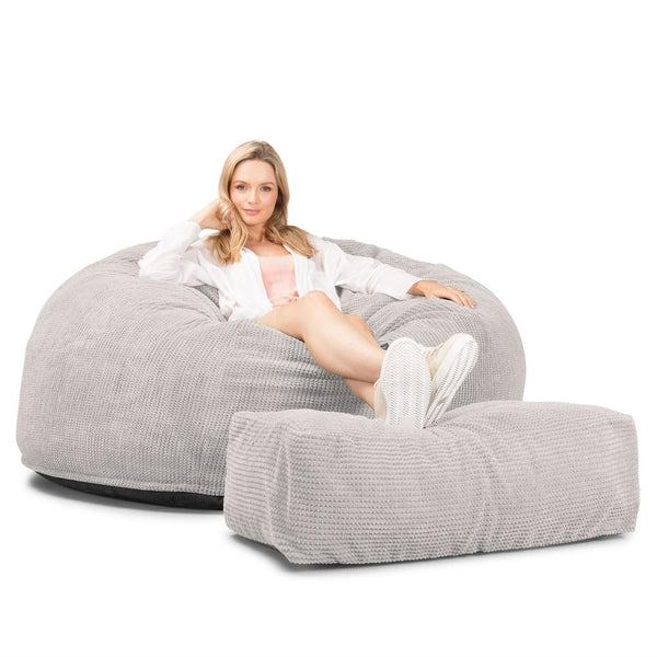 Lounge Pug, CloudSac 1010 XXL, Canapé Pouf Géant XXL à Mémoire de Forme, Gros Pouf Sofa, Pompon Crème