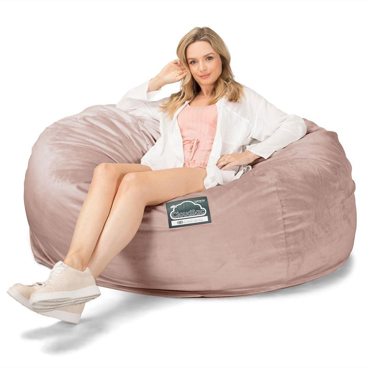 Lounge Pug, CloudSac 1010 XXL, Canapé Pouf Géant XXL à Mémoire de Forme, Gros Pouf Sofa, Velours Rose