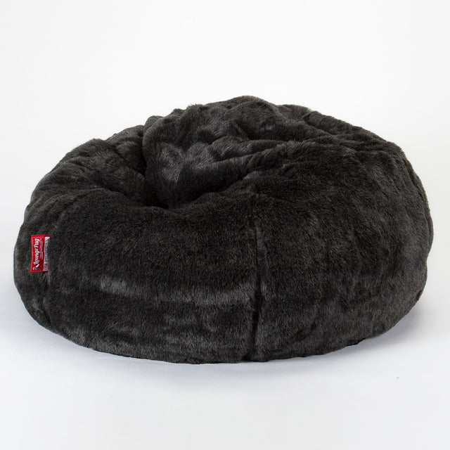 CloudSac 200 Pouf Géant Enfant à Mémoire de Forme 2-12 ans - Fausse Fourrure Noir 01