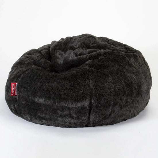 LOUNGE PUG - Fausse Fourrure  - Pouf Poire Classique - Noir