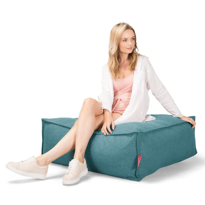 Lounge Pug, CloudSac 250, Pouf Ottomane Repose-pieds à Mémoire de Forme, Interalli Laine Aqua