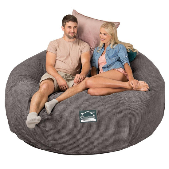 Lounge Pug, CloudSac 3000 XXL, Grand Canapé Pouf à Mémoire de Forme, Gros Pouf Sofa, Pompon Anthracite