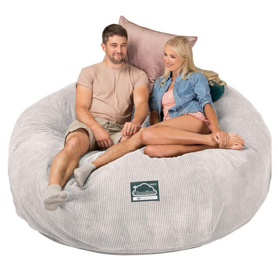 Lounge Pug, CloudSac 3000 XXL, Grand Canapé Pouf à Mémoire de Forme, Gros Pouf Sofa, Pompon Crème