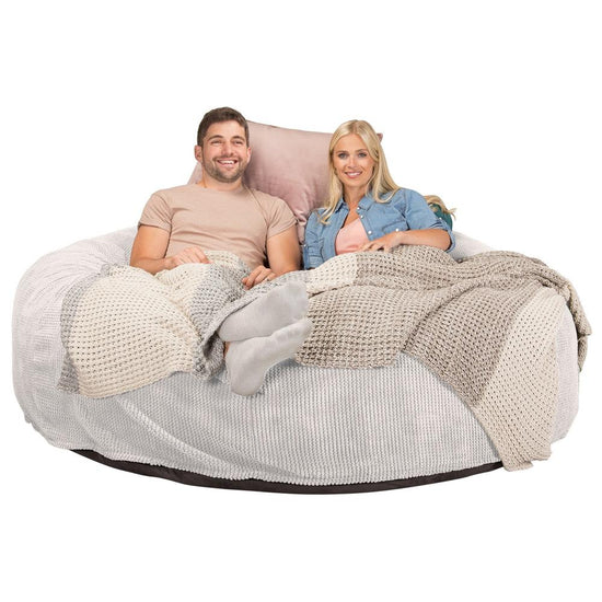 Lounge Pug, CloudSac 3000 XXL, Grand Canapé Pouf à Mémoire de Forme, Gros Pouf Sofa, Pompon Crème