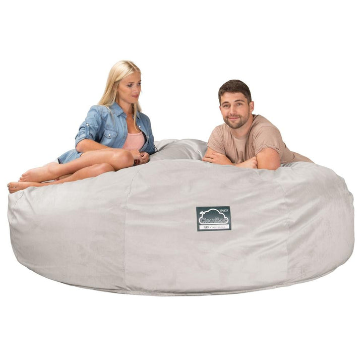 Lounge Pug, CloudSac 3000 XXL, Grand Canapé Pouf à Mémoire de Forme, Gros Pouf Sofa, Velours Argent