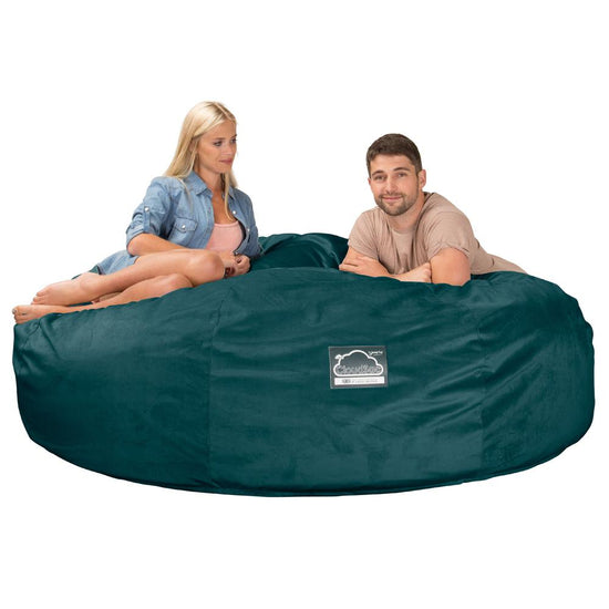 Lounge Pug, CloudSac 3000 XXL, Grand Canapé Pouf à Mémoire de Forme, Gros Pouf Sofa, Velours Mer Égéé