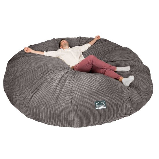 Lounge Pug, CloudSac 5000 XXXXXL, Canapé Pouf Titanesque à Mémoire de Forme, Gros Pouf Sofa, Côtelé Anthracite