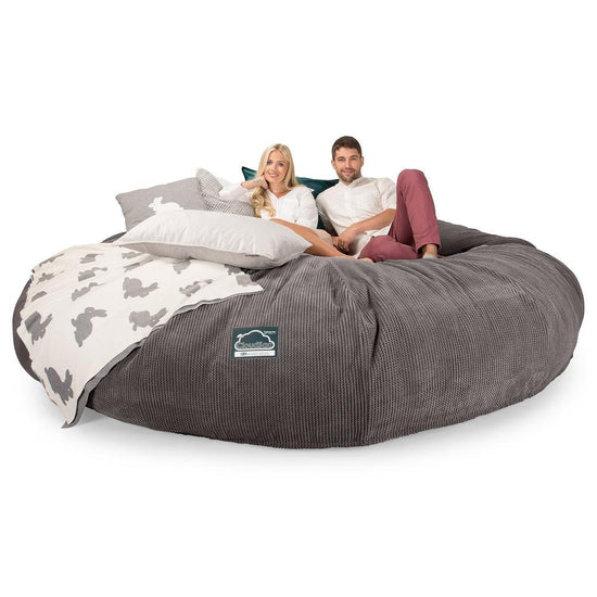 Lounge Pug, CloudSac 5000 XXXXXL, Canapé Pouf Titanesque à Mémoire de Forme, Gros Pouf Sofa, Pompon Anthracite
