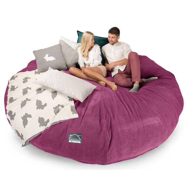 Lounge Pug, CloudSac 5000 XXXXXL, Canapé Pouf Titanesque à Mémoire de Forme, Gros Pouf Sofa, Pompon Rose
