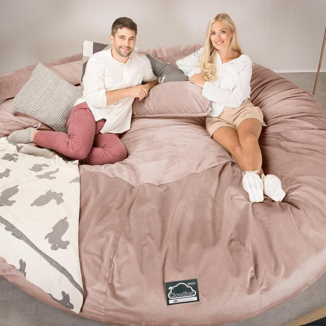 Lounge Pug, CloudSac 5000 XXXXXL, Canapé Pouf Titanesque à Mémoire de Forme, Gros Pouf Sofa, Velours Rose