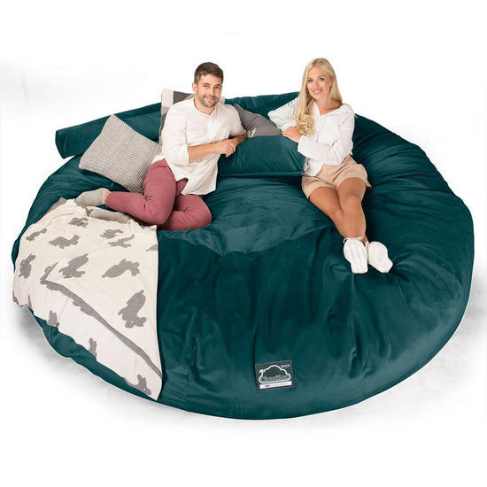 Lounge Pug, CloudSac 5000 XXXXXL, Canapé Pouf Titanesque à Mémoire de Forme, Gros Pouf Sofa, Velours Mer Égéé
