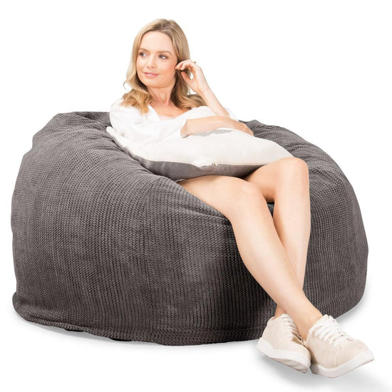 Lounge Pug, CloudSac 510 XL, Grand Pouf à Mémoire de Forme, Canapé, Pompon Anthracite
