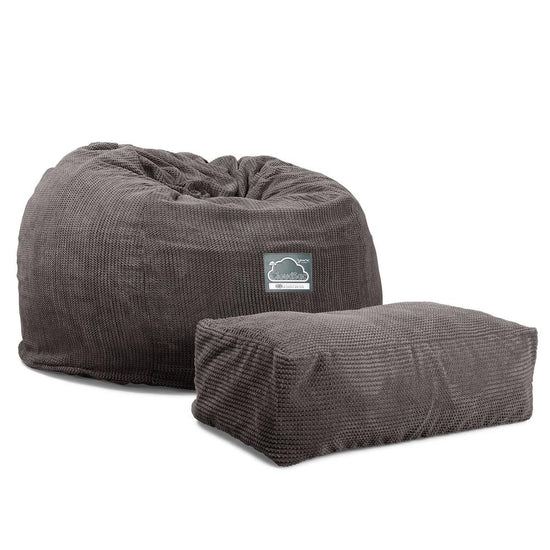 Lounge Pug, CloudSac 510 XL, Grand Pouf à Mémoire de Forme, Canapé, Pompon Anthracite