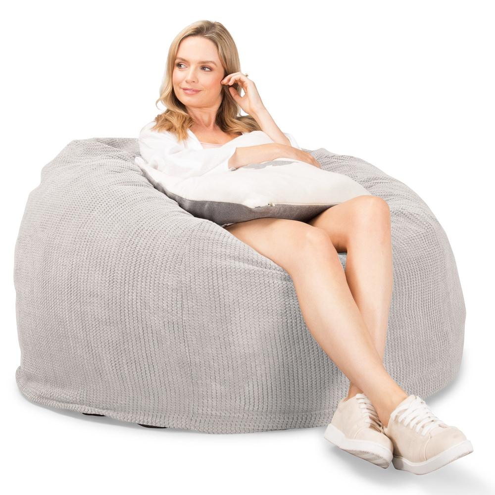 Lounge Pug, CloudSac 510 XL, Grand Pouf à Mémoire de Forme, Canapé, Pompon Crème