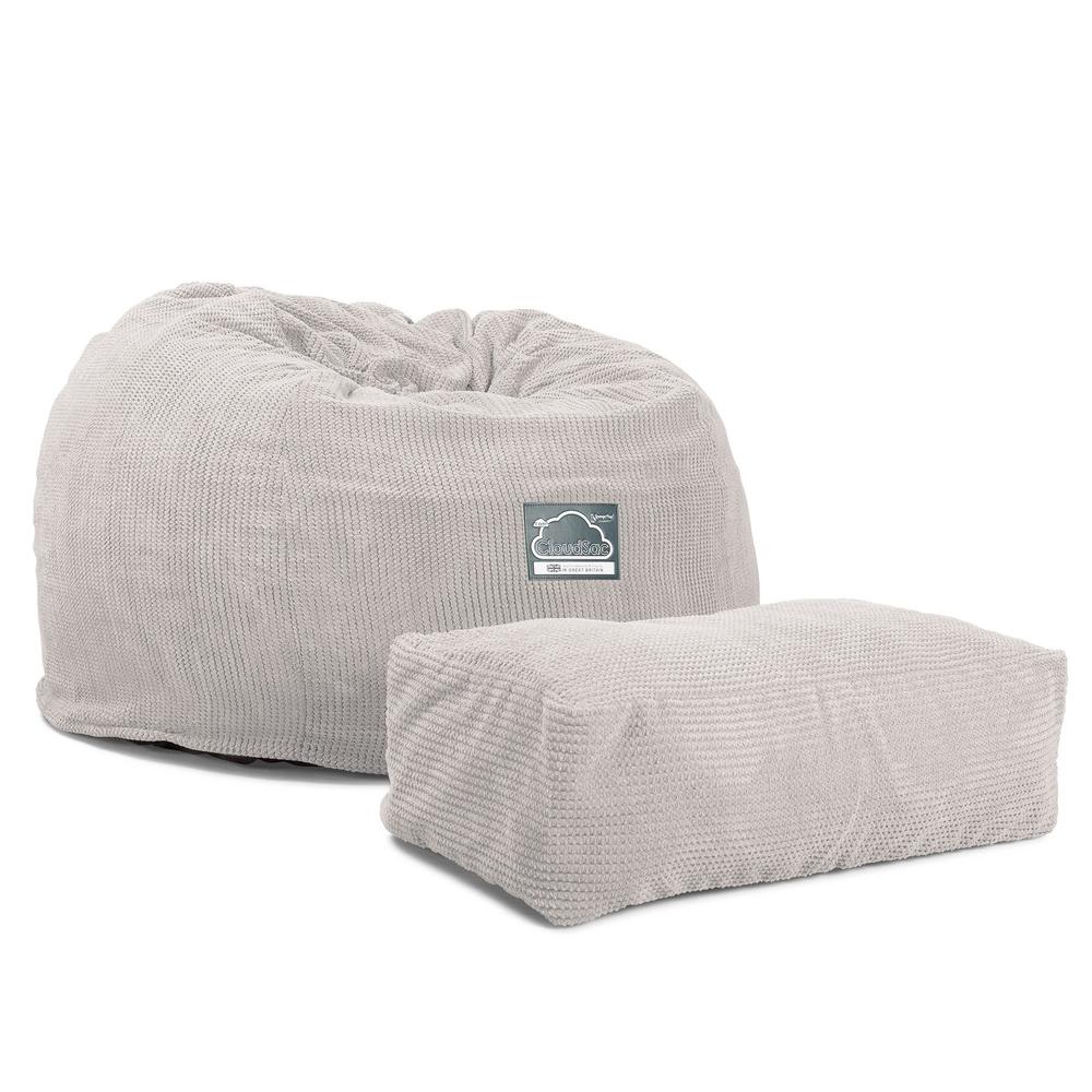 Lounge Pug, CloudSac 510 XL, Grand Pouf à Mémoire de Forme, Canapé, Pompon Crème