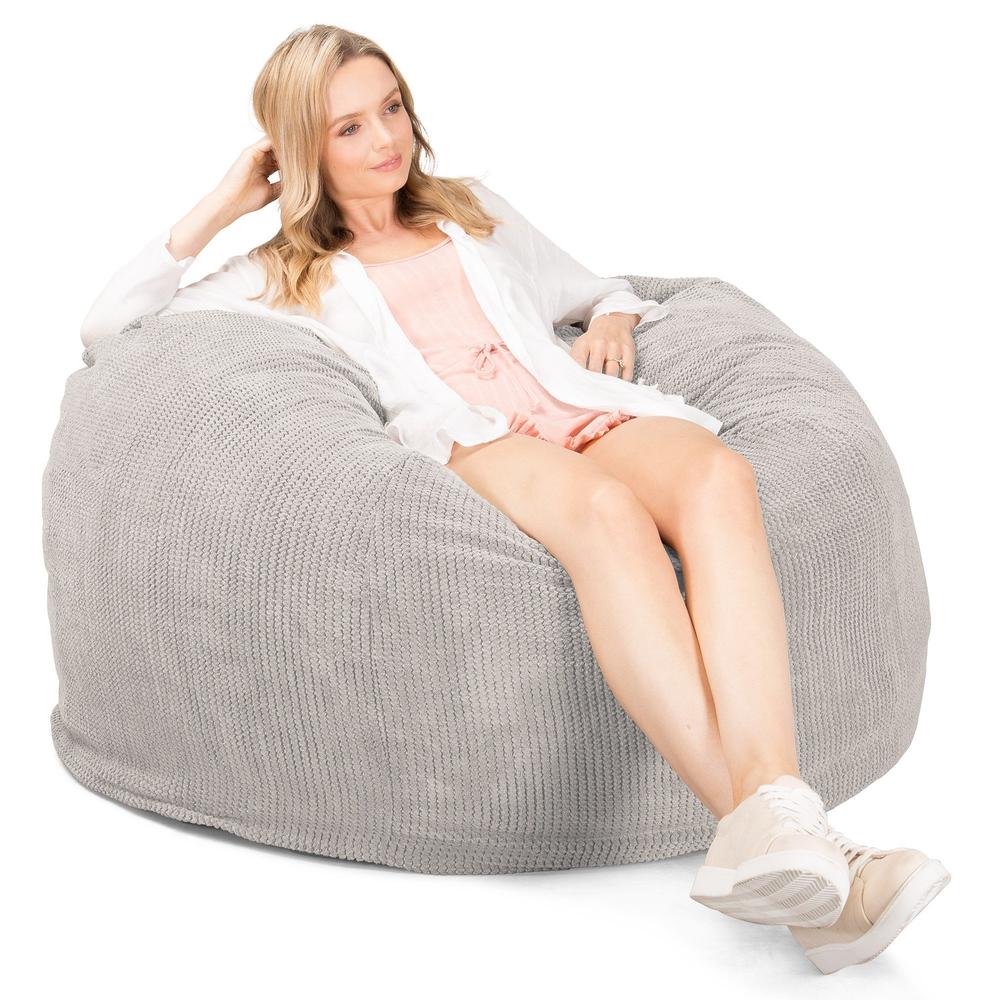 Lounge Pug, CloudSac 510 XL, Grand Pouf à Mémoire de Forme, Canapé, Pompon Crème