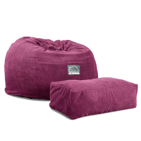 Lounge Pug, CloudSac 510 XL, Grand Pouf à Mémoire de Forme, Canapé, Pompon Rose