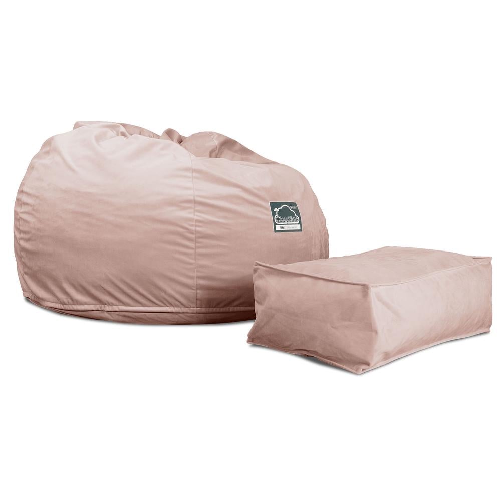 Lounge Pug, CloudSac 510 XL, Grand Pouf à Mémoire de Forme, Canapé, Velours Rose