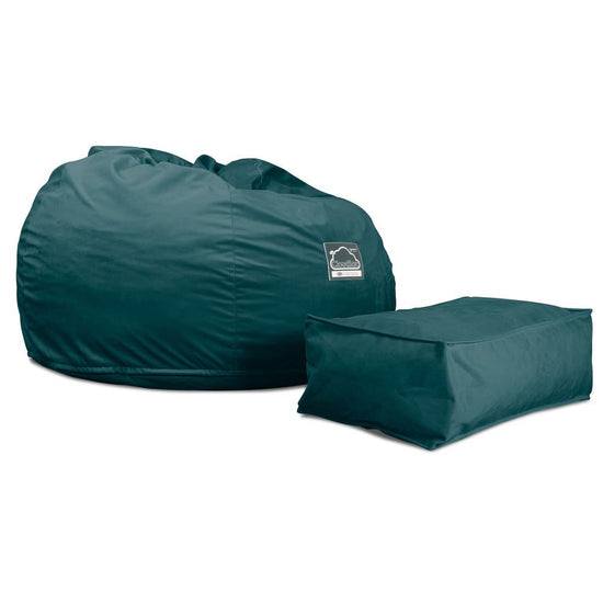 Lounge Pug, CloudSac 510 XL, Grand Pouf à Mémoire de Forme, Canapé, Velours Mer Égéé