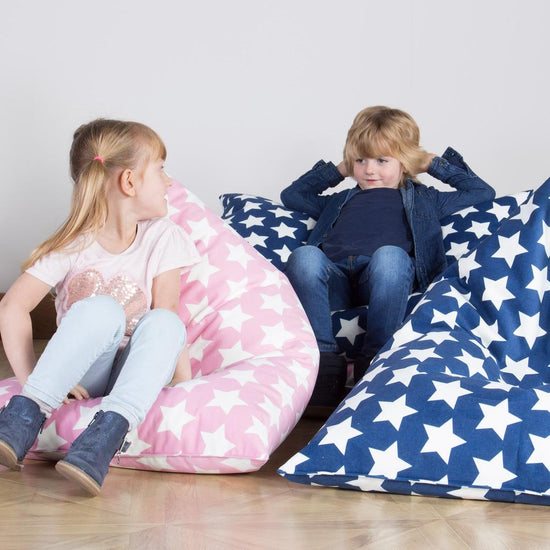 LOUNGE PUG, Chaise Enfant, Pouf Enfant, Imprimé Rose étoile