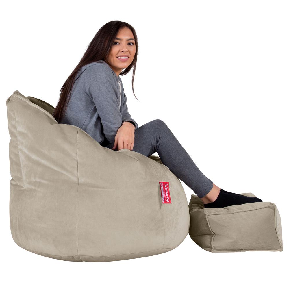 LOUNGE PUG, Pouf Chaise Design, Pouf Poire Super, Velours Vison