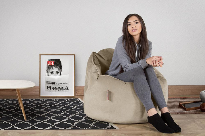 LOUNGE PUG, Pouf Chaise Design, Pouf Poire Super, Velours Vison