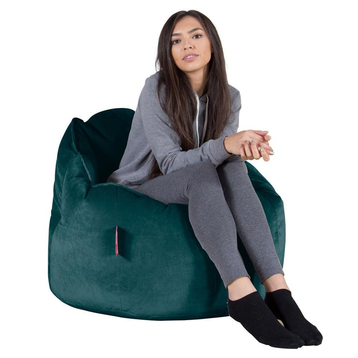 LOUNGE PUG, Pouf Chaise Design, Pouf Poire Super, Velours Mer Égéé