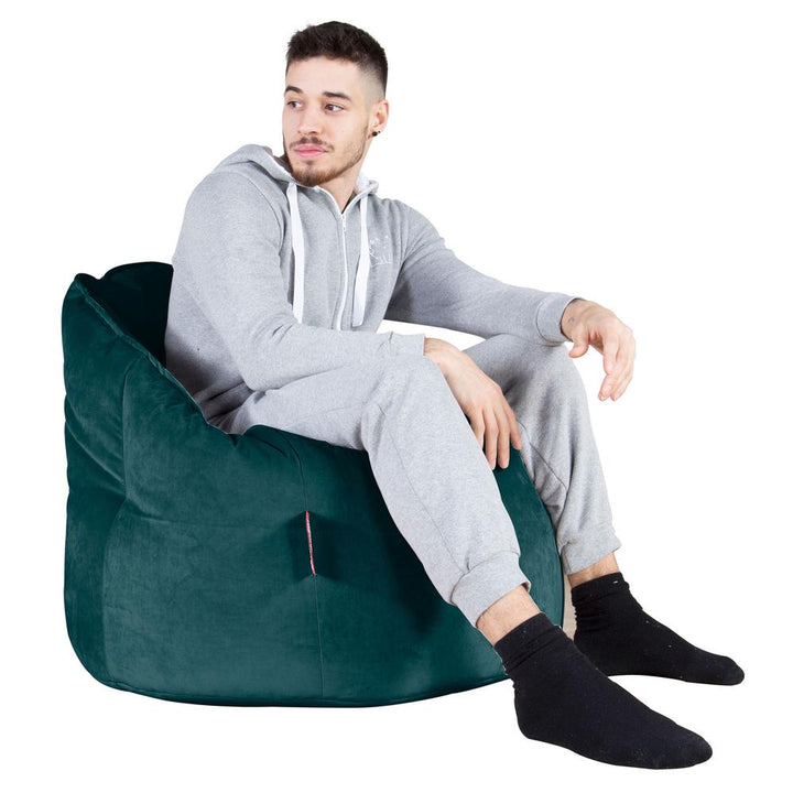 LOUNGE PUG, Pouf Chaise Design, Pouf Poire Super, Velours Mer Égéé