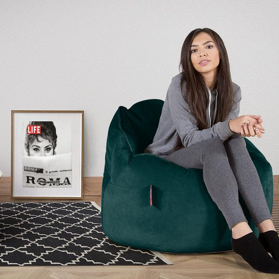 LOUNGE PUG, Pouf Chaise Design, Pouf Poire Super, Velours Mer Égéé