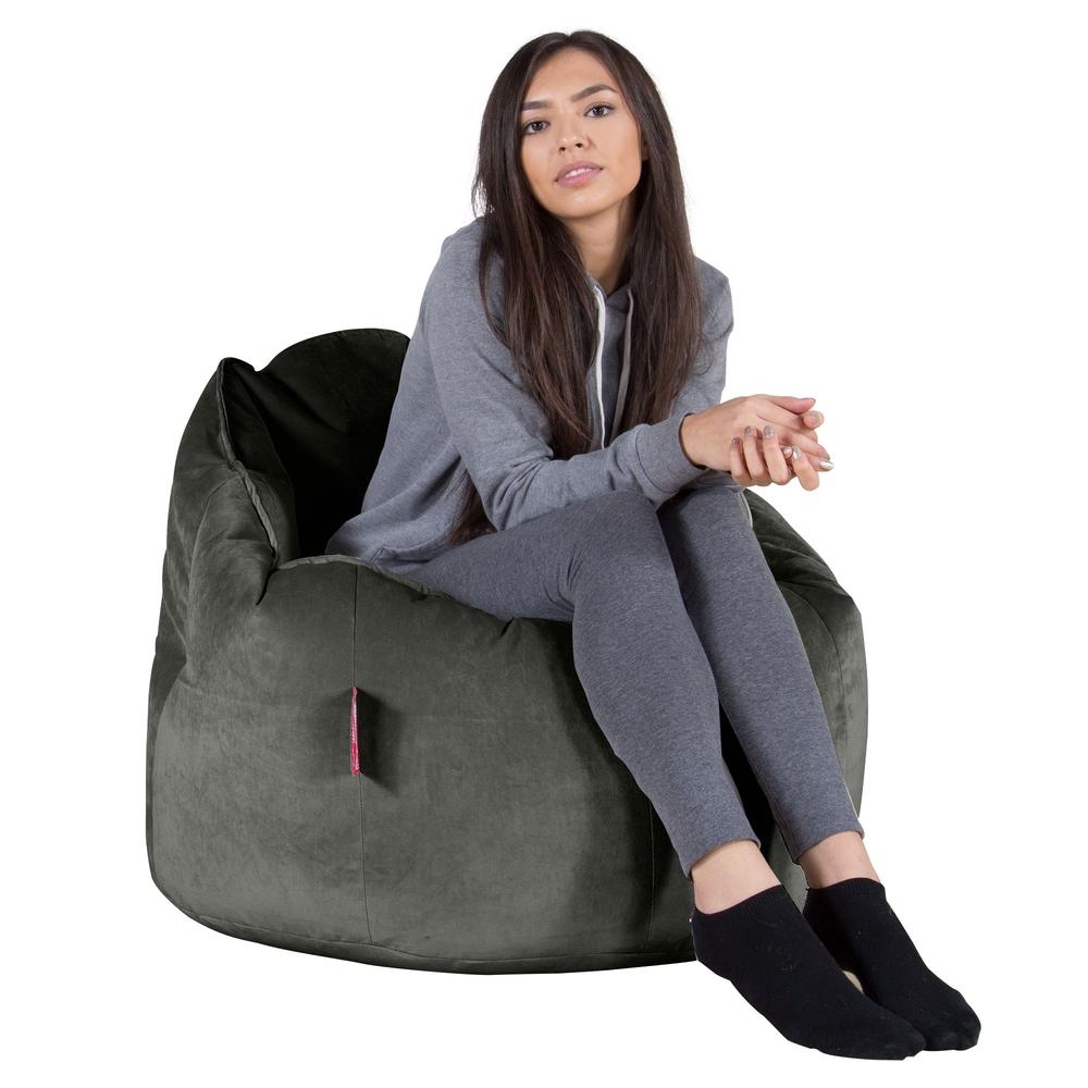 LOUNGE PUG, Pouf Chaise Design, Pouf Poire Super, Velours Anthracite