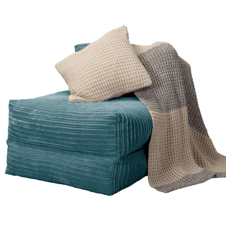 Lounge Pug, Avery, Fauteuil Futon, Unique, Côtelé Mer Égéé