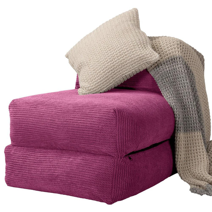 Lounge Pug, Avery, Fauteuil Futon, Unique, Pompon Rose